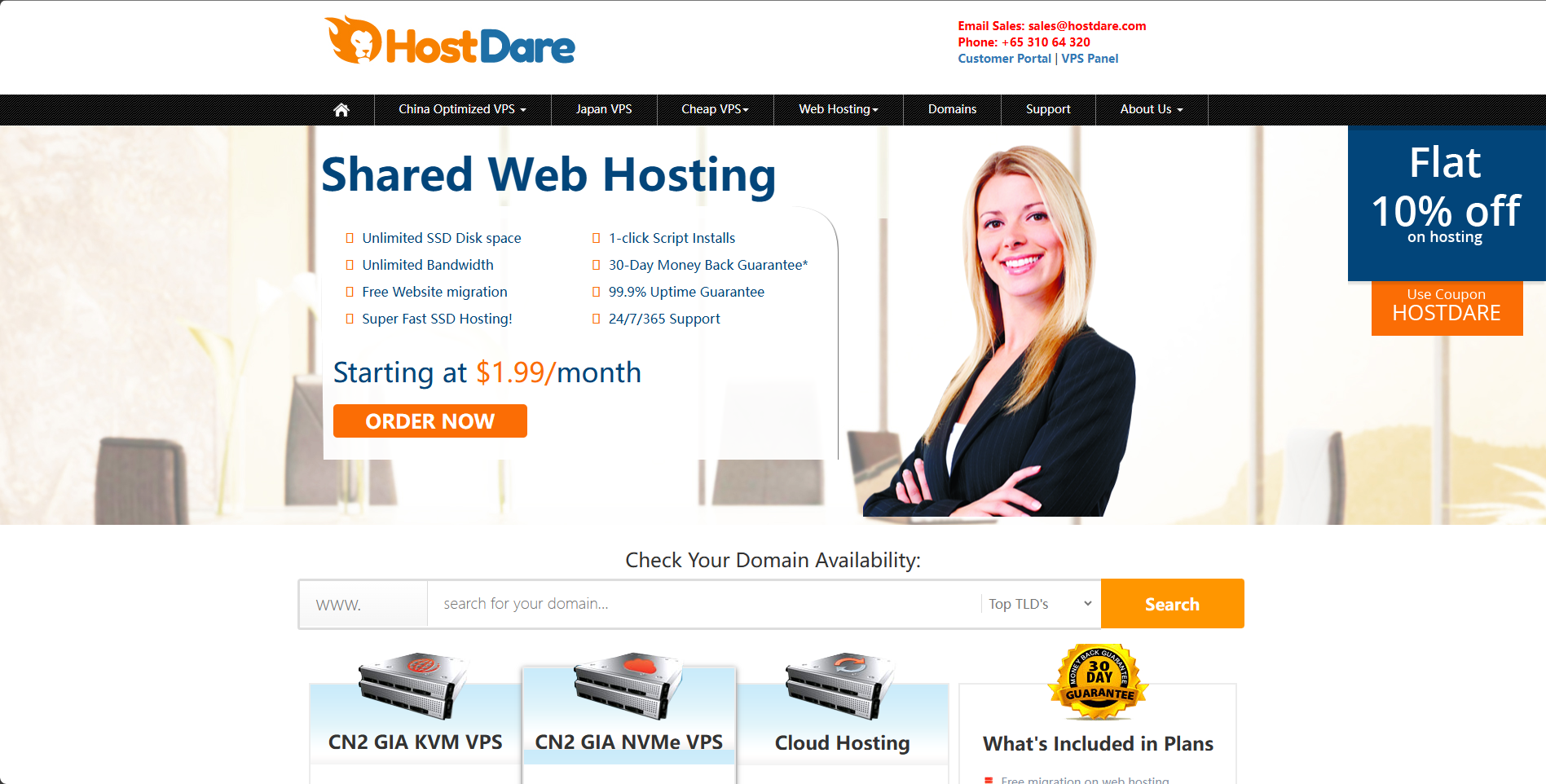 HostDare的NVMe KVM VPS的35%限时折扣延续到4月15日1C768M最低仅需要23.39美金一年，还有大硬盘可选
